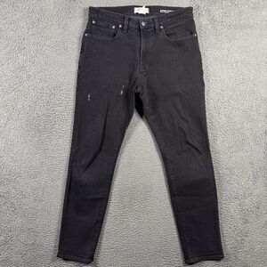 Madewell Jeans Mens 34x32 Black Athletic Slim Fit Stretch Denim Distressed